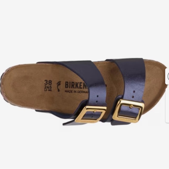 Birkenstock Navy Double-Buckle Sandal with Gold Buckles.BRAND NEW IN STORES NOW! - Picture 6 of 9